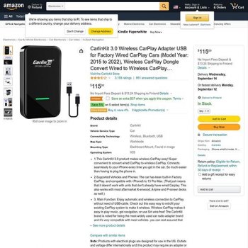 CarlinKit 3.0 Wireless CarPlay Adapter USB